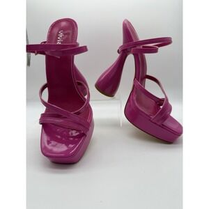 Vivianly Womens Strappy Ankle Platform Heels Size 7 Hot Pink NWOB Retro 70s